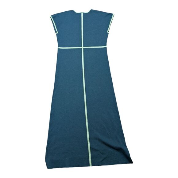 Cos navy wool blend midi dress grey contrast piping trim size M - Picture 10 of 12